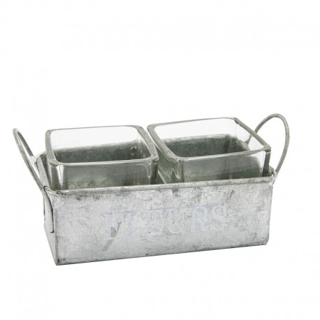 VASSOIO LATTA/VETRO X 2 CM. 11 X 6 X 5 H. CM.